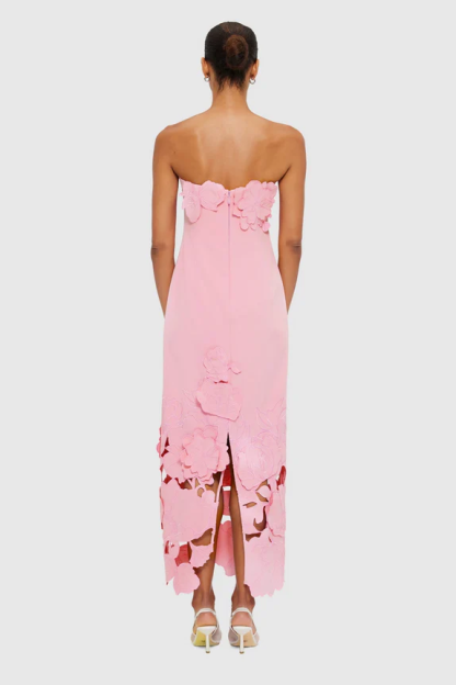 Off-Shoulder Floral-Appliquéd Midi Dress