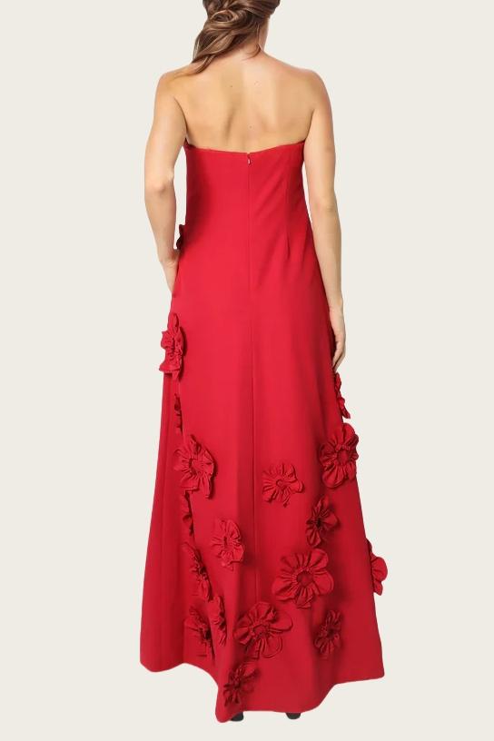 3D Flower Off-Shoulder Pocket Maxi Dress