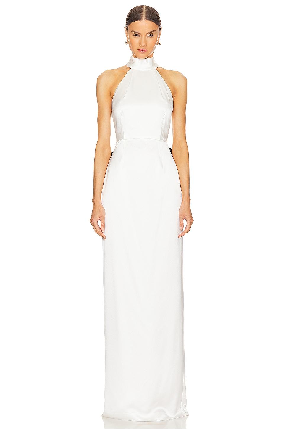 Bow Contrast Color High Neck Maxi Dress
