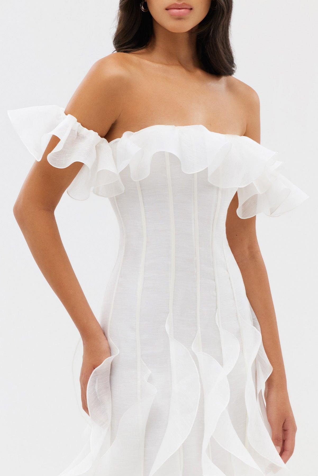 Floral Frill Off-Shoulder Maxi Dress