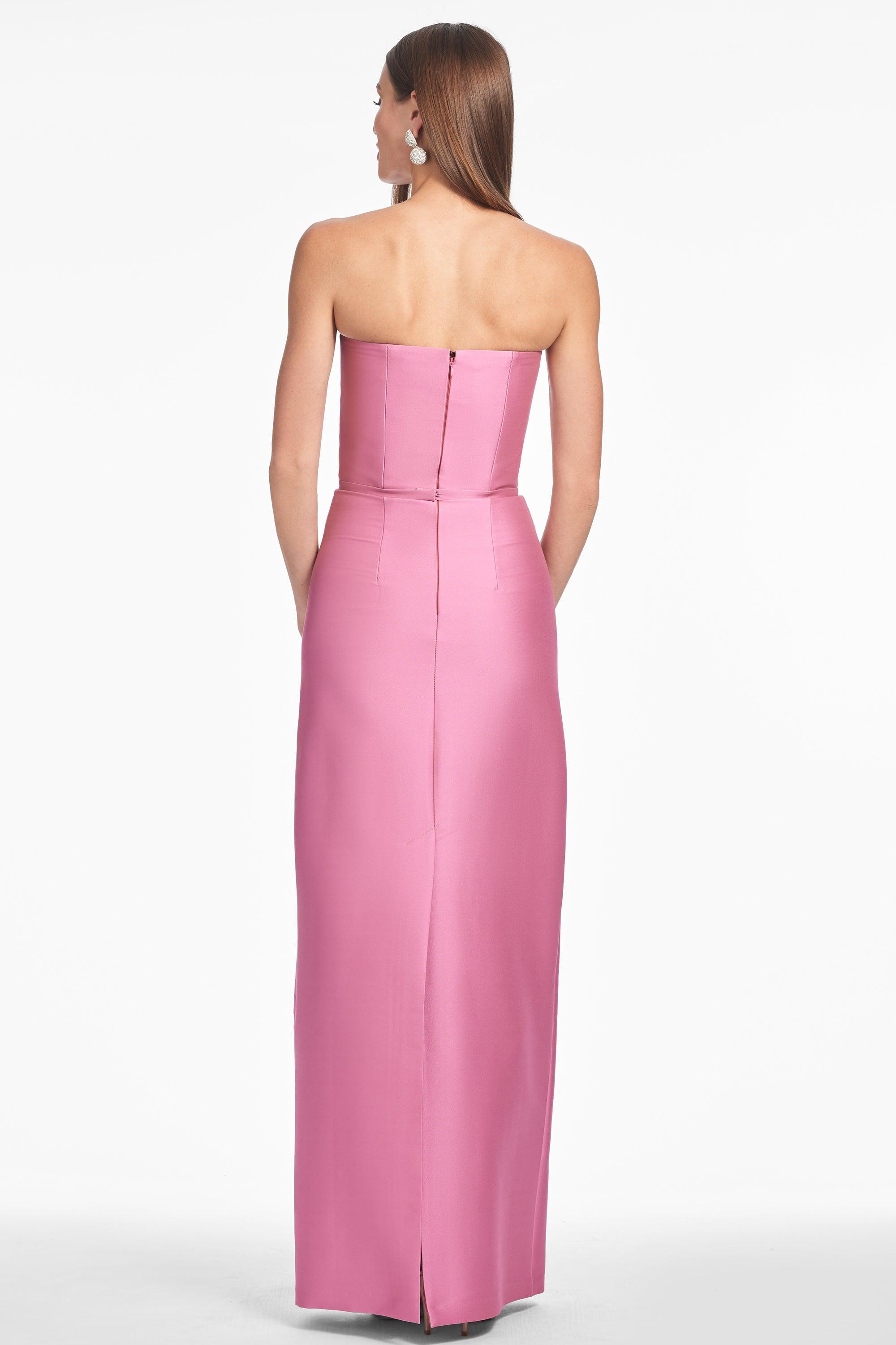Satin Floral Strapless Maxi Dress