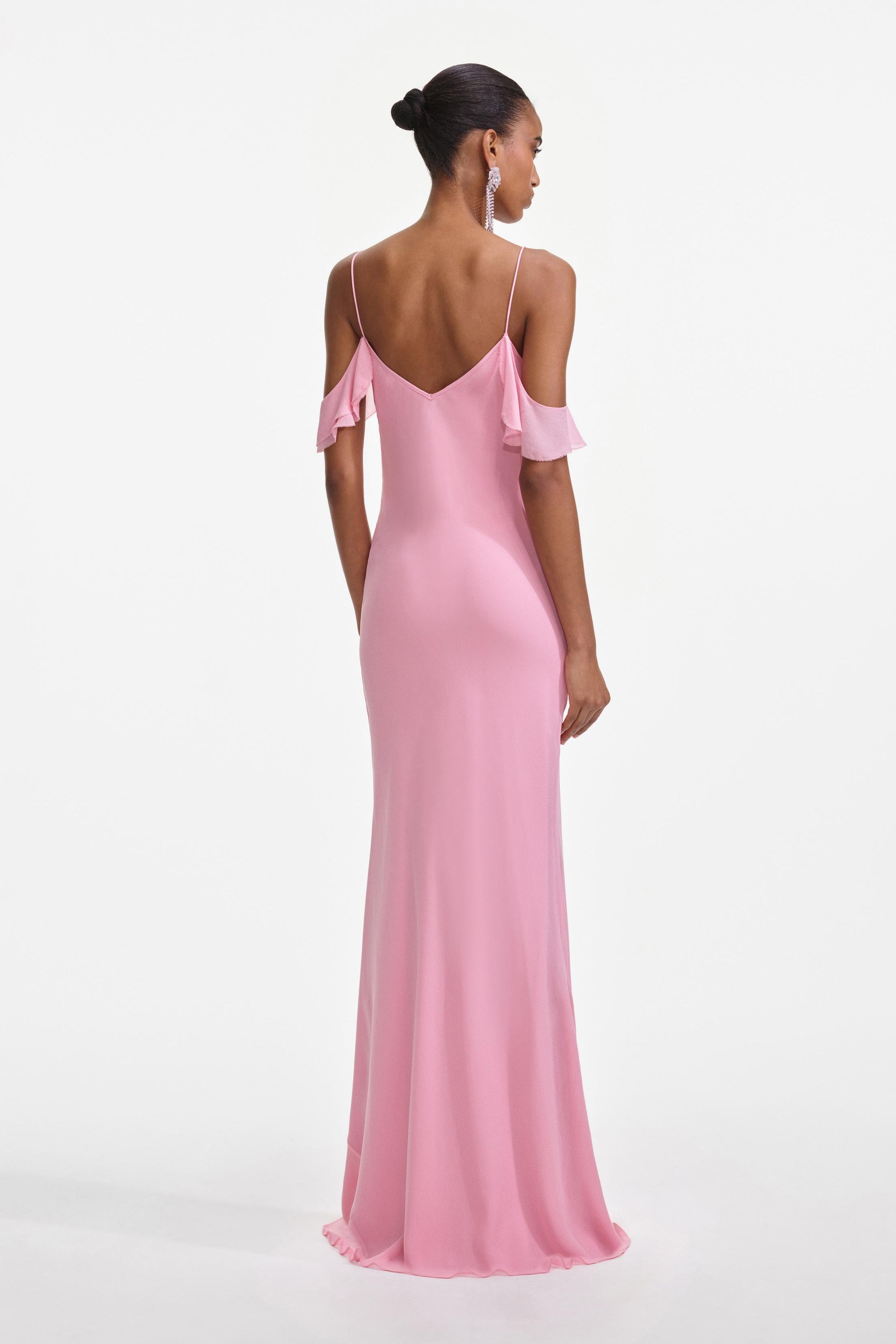 3D Flower Swing Collar Frill Maxi Dress