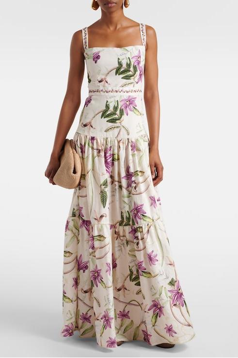 Embroidered Floral Slip Maxi Dress