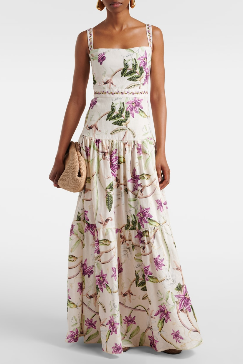 Embroidered Floral Slip Maxi Dress