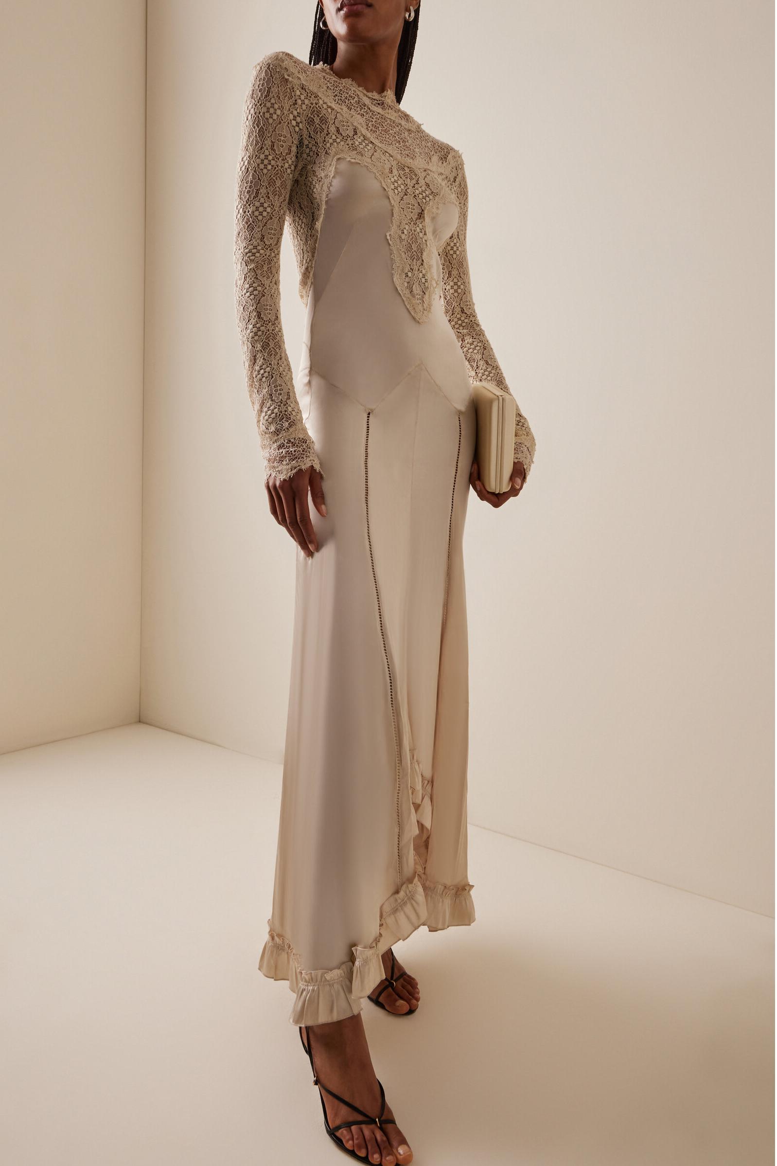 Lace Satin Splicing Maxi Dress