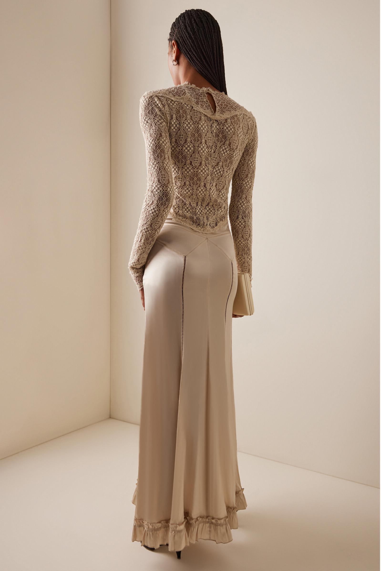 Lace Satin Splicing Maxi Dress