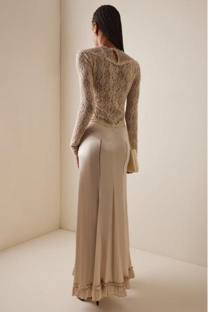 Lace Satin Splicing Maxi Dress