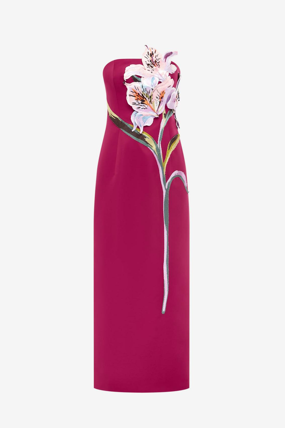 Embroidered Off-Shoulder Midi Dress