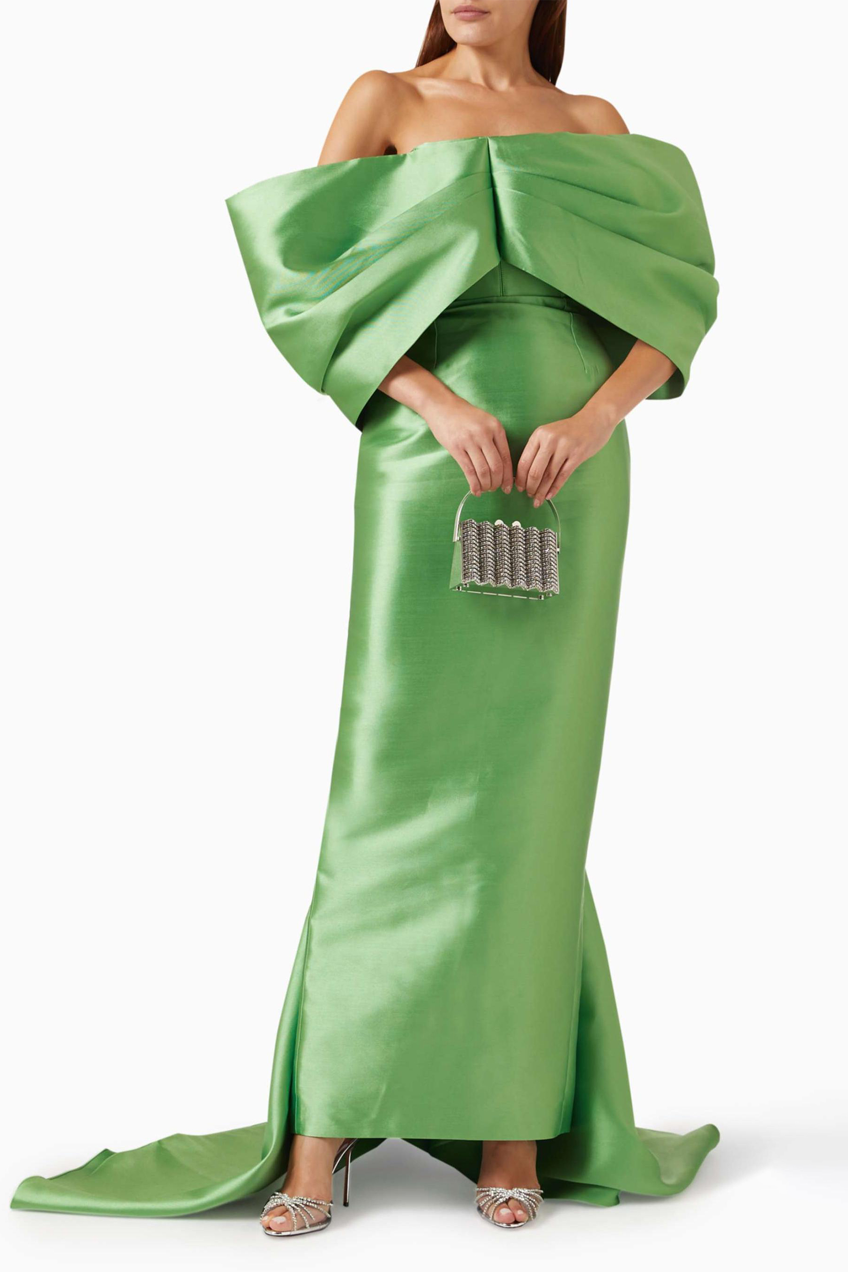 Satin Solid Off-Shoulder Maxi Dress