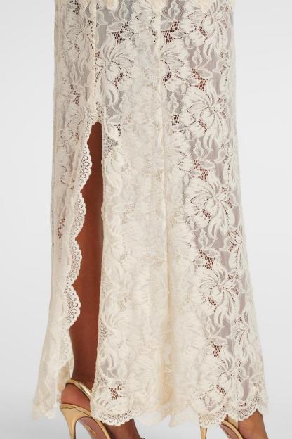Lace Splicing Satin High Neck Maxi Dress