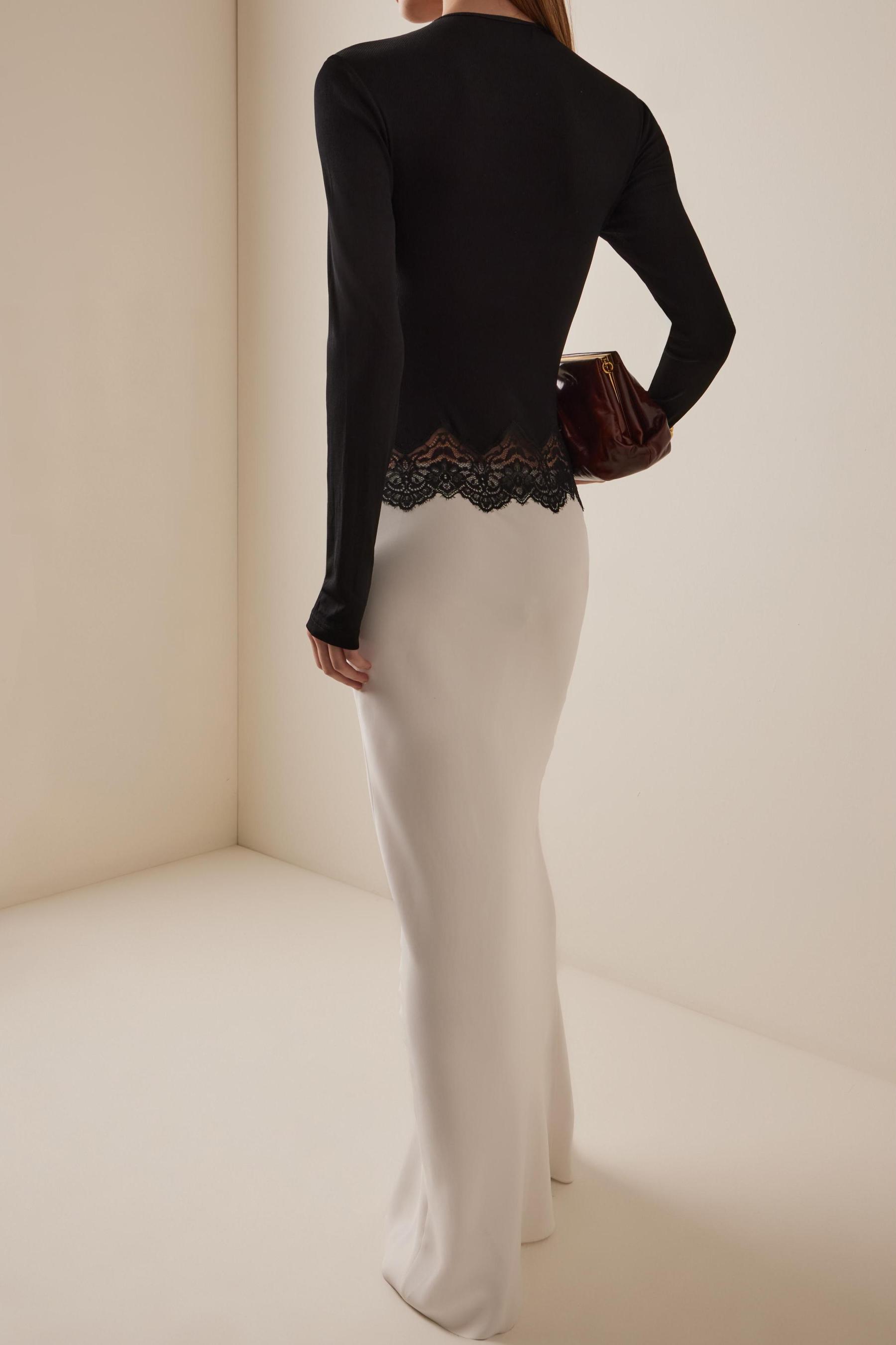 Jersey Splicing Lace Satin Maxi Dress