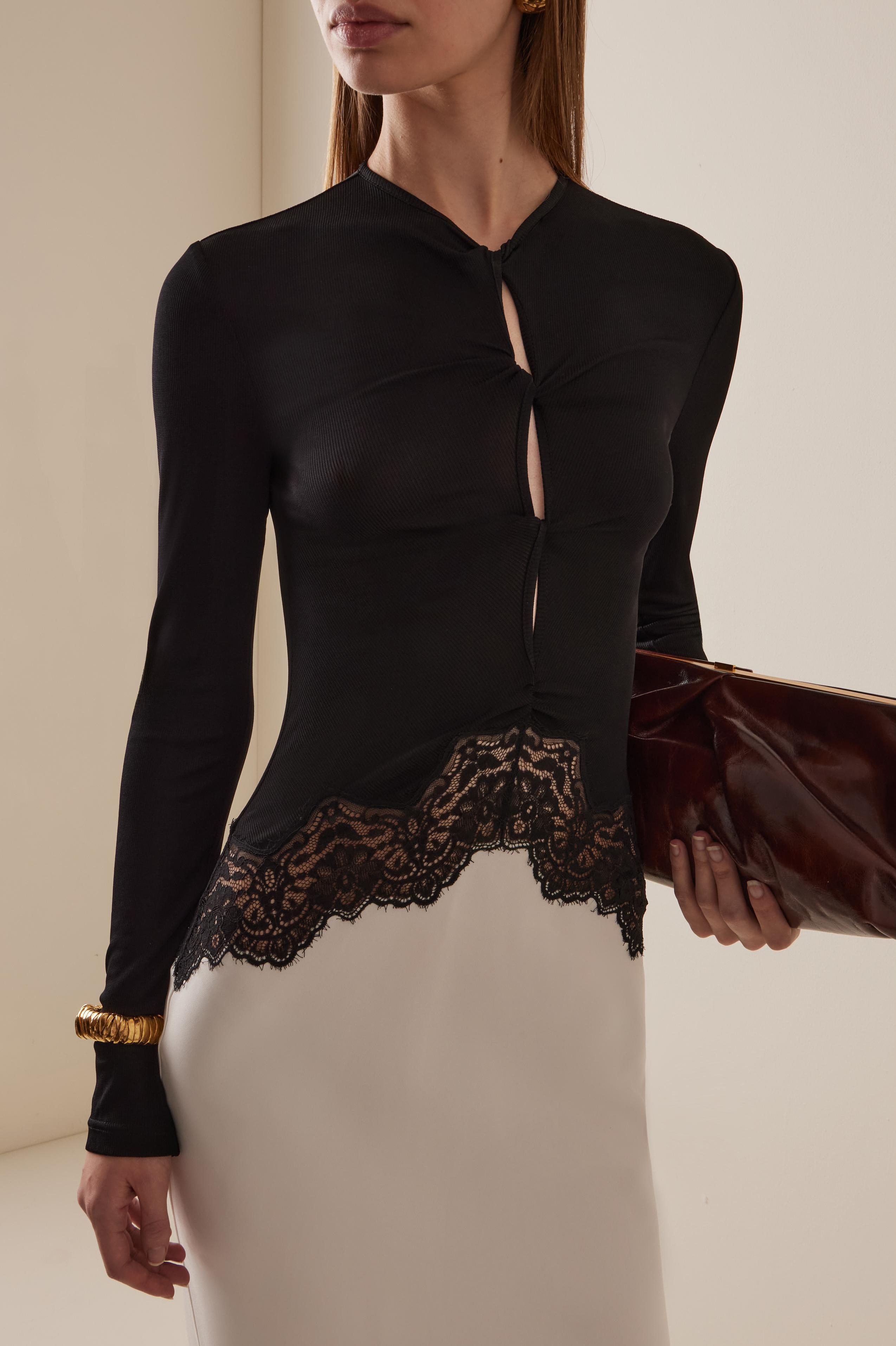 Jersey Splicing Lace Satin Maxi Dress