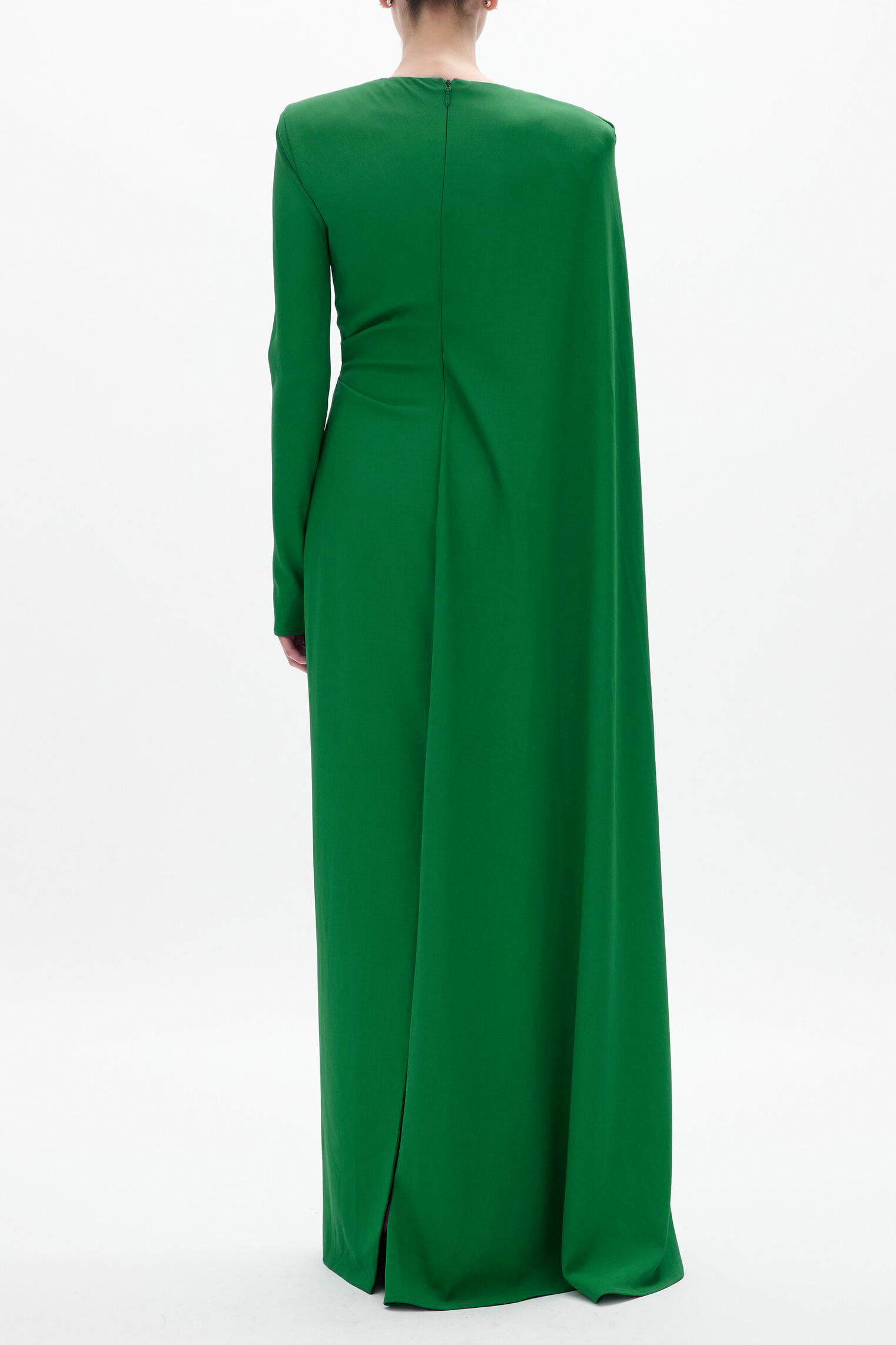 Pleated Round Neck Cape Maxi Dress