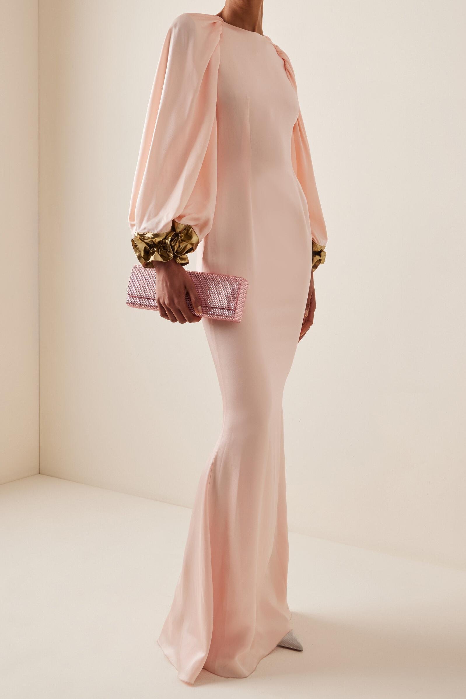 Satin Splicing Metallic Raglan Sleeve Maxi Dress