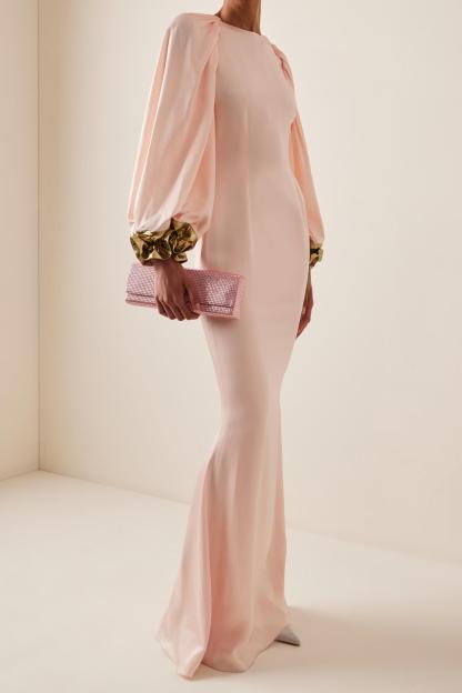 Satin Splicing Metallic Raglan Sleeve Maxi Dress