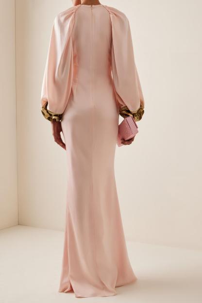 Satin Splicing Metallic Raglan Sleeve Maxi Dress