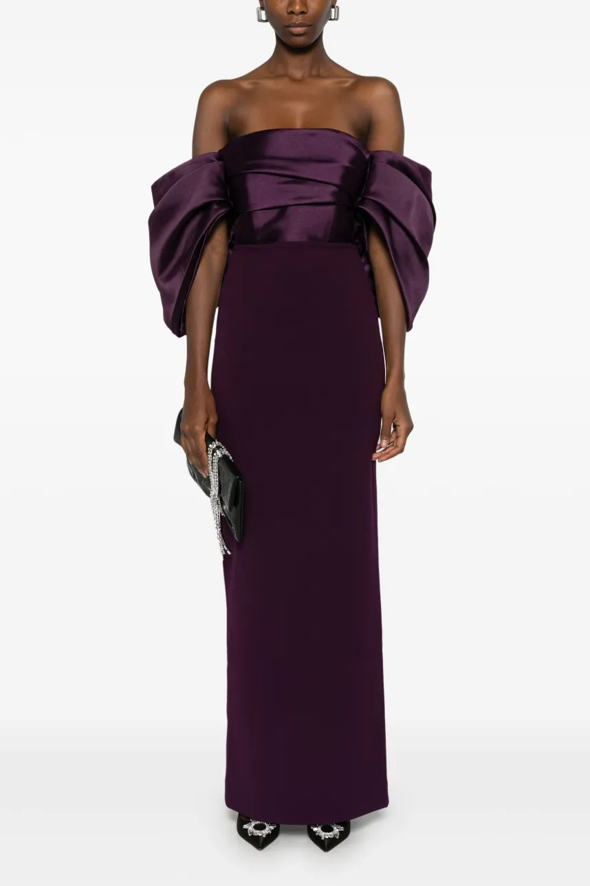 Satin Splicing Off-Shoulder Midi Dress