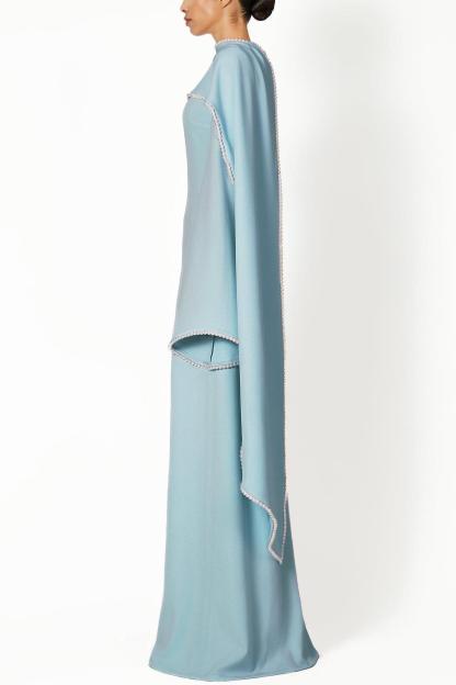 Pearl Bell Sleeve Maxi Dress With Cape