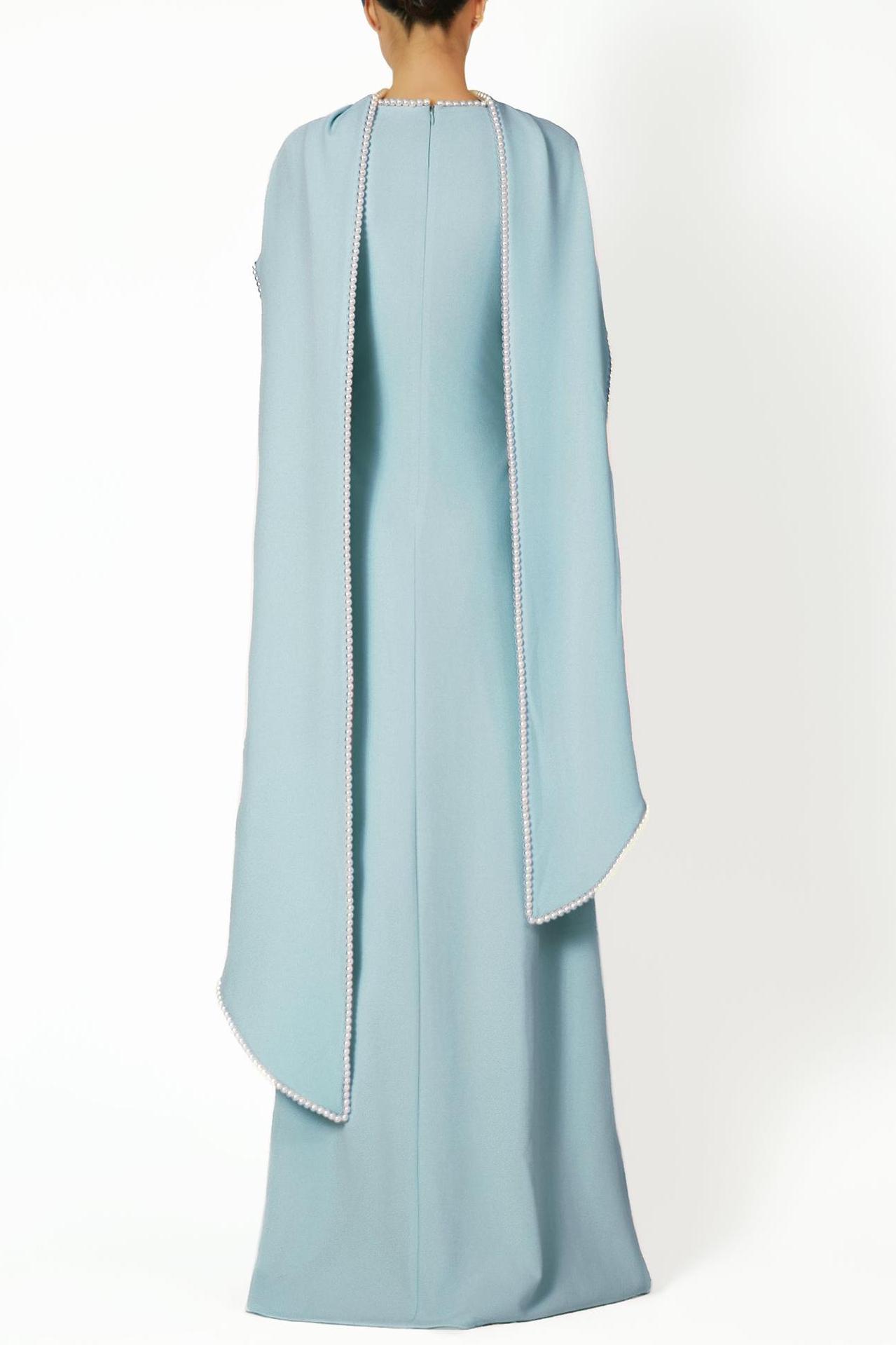 Pearl Bell Sleeve Maxi Dress With Cape