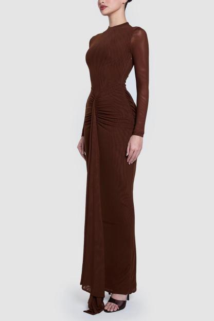 Jersey Solid Maxi Dress With Cape