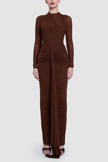 Jersey Solid Maxi Dress With Cape