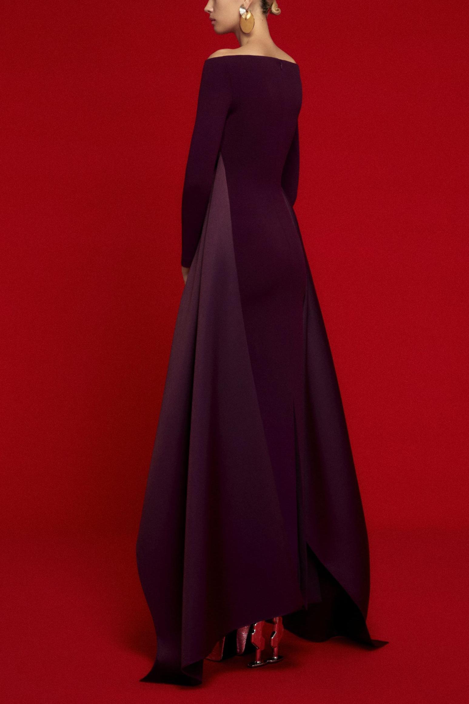 Satin Splicing Off-Shoulder Maxi Dress