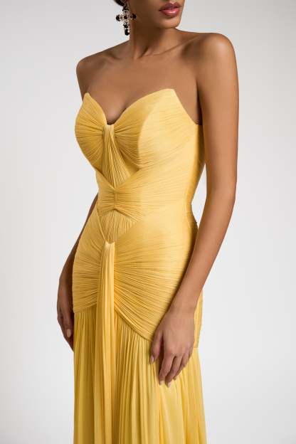 Chiffon Gathering Maxi Dress With Cape Sleeve