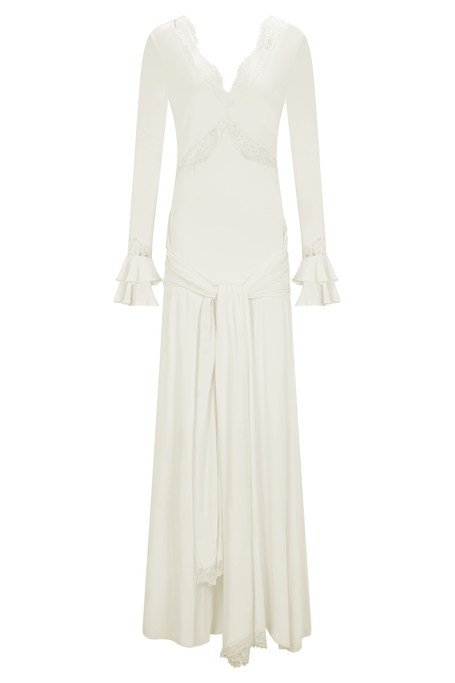 Lace Splicing Jersey Frill Maxi Dress