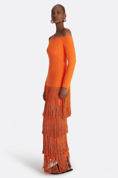 Tassel Off Shoulder Maxi Dress