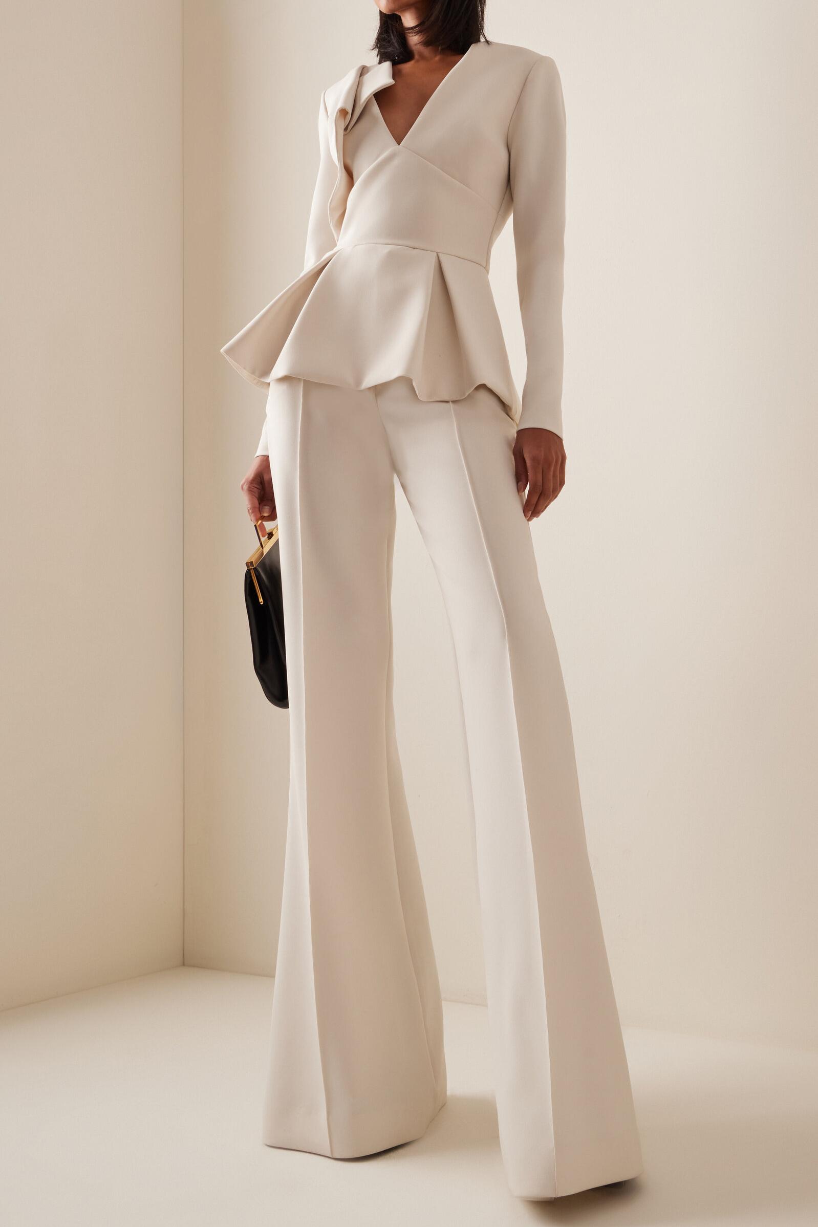 Ruffle V-Neck Top & High Waist Pants Set