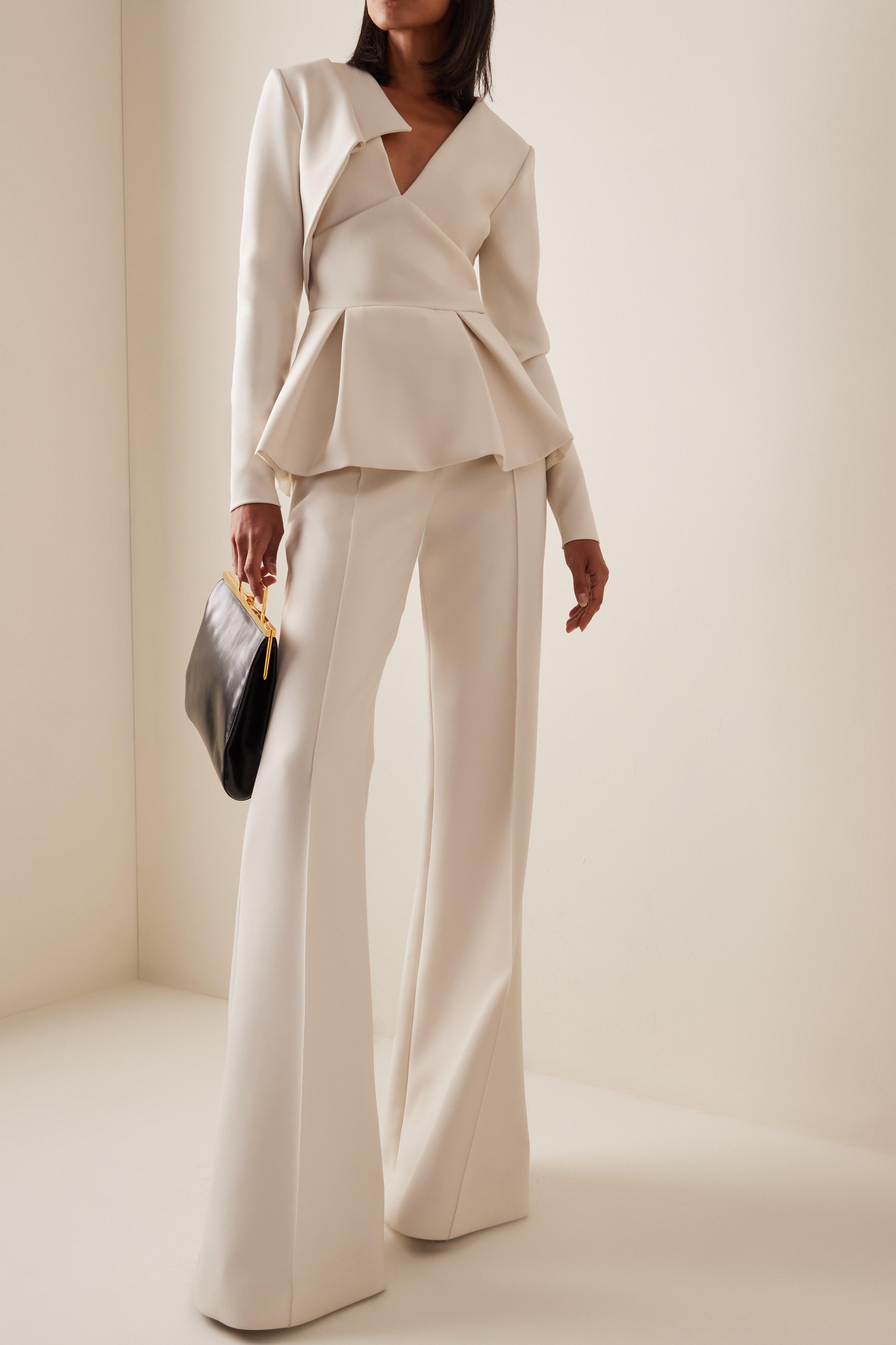 Ruffle V-Neck Top & High Waist Pants Set