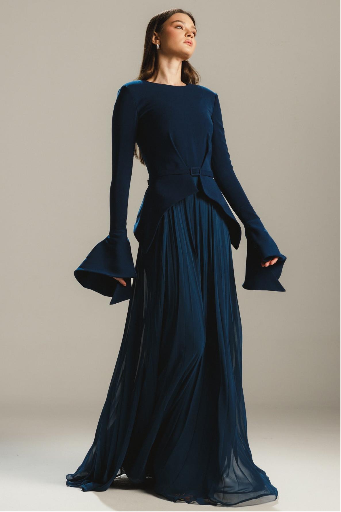 Chiffon Splicing Bell Sleeve Maxi Dress