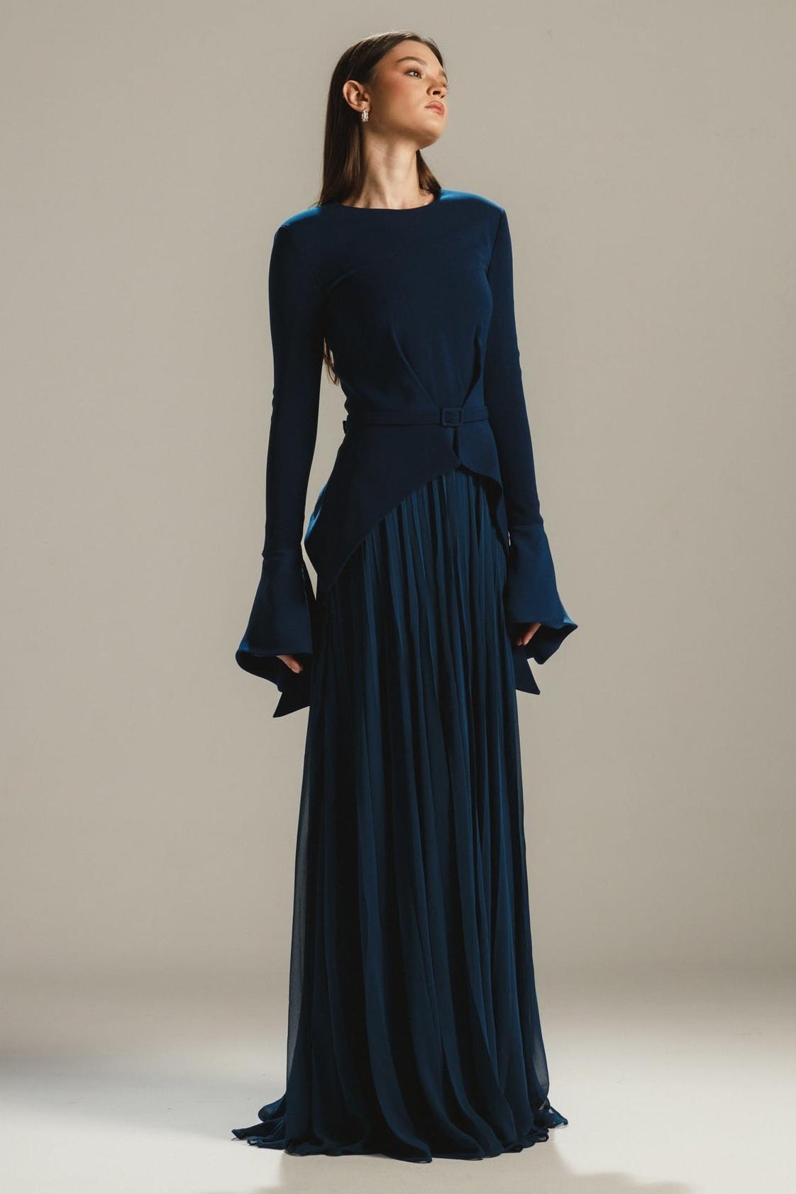 Chiffon Splicing Bell Sleeve Maxi Dress