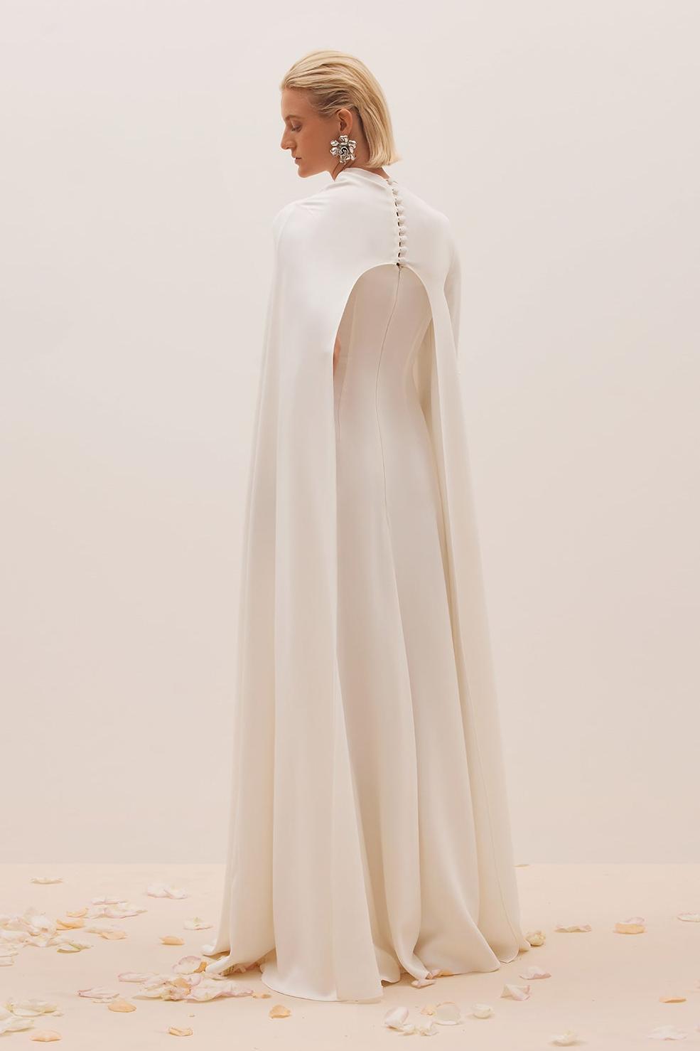 One Full-Length Sleeve Cape Maxi Dress