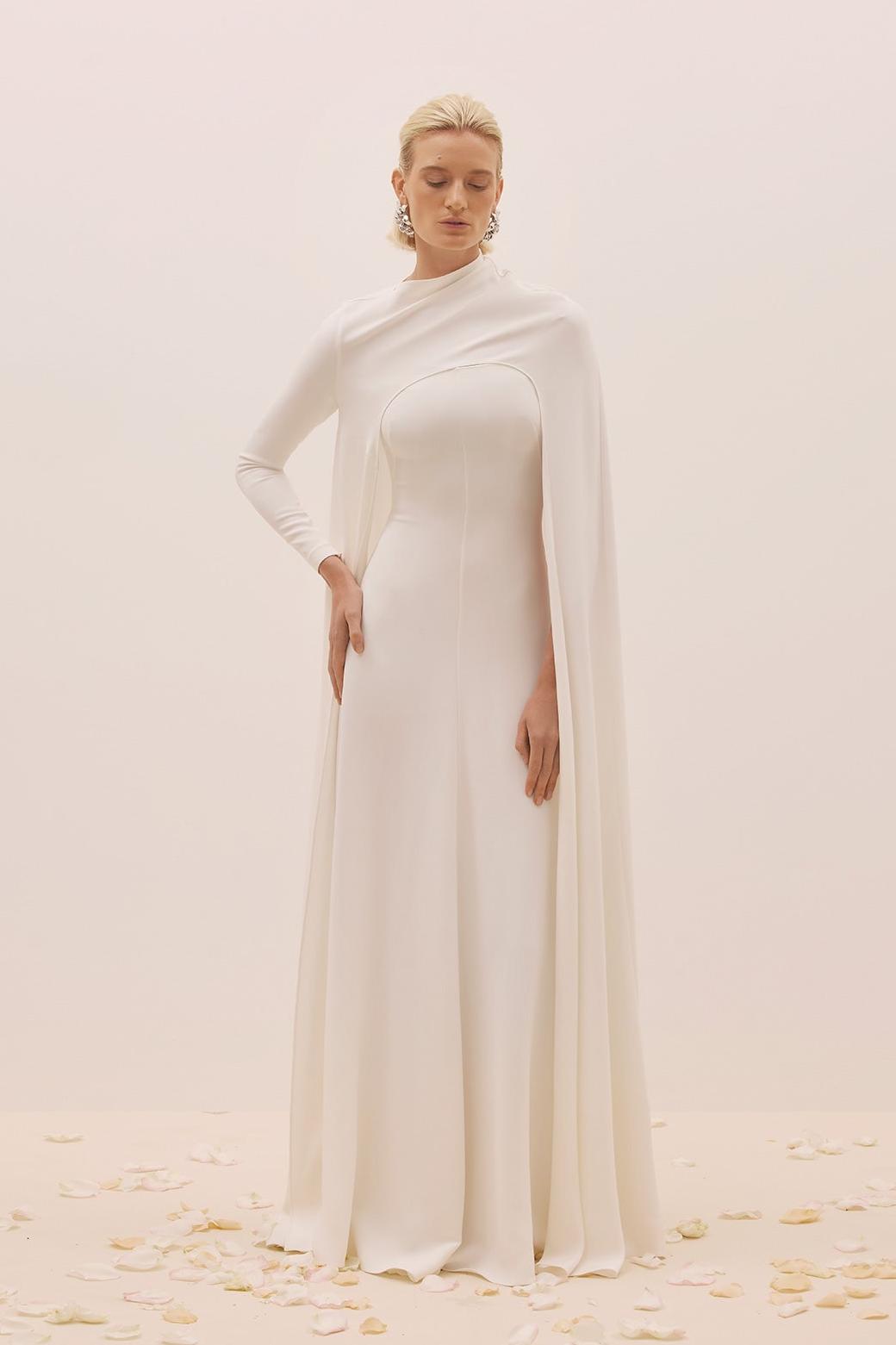One Full-Length Sleeve Cape Maxi Dress