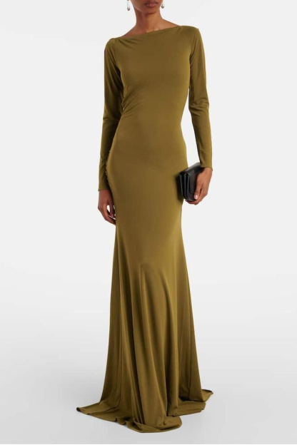 Jersey Backless Knotted Maxi Dress