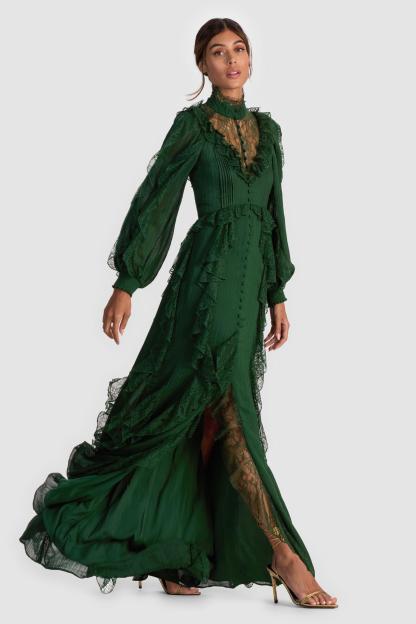 Lace Splicing Chiffon Maxi Dress