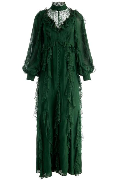 Lace Splicing Chiffon Maxi Dress