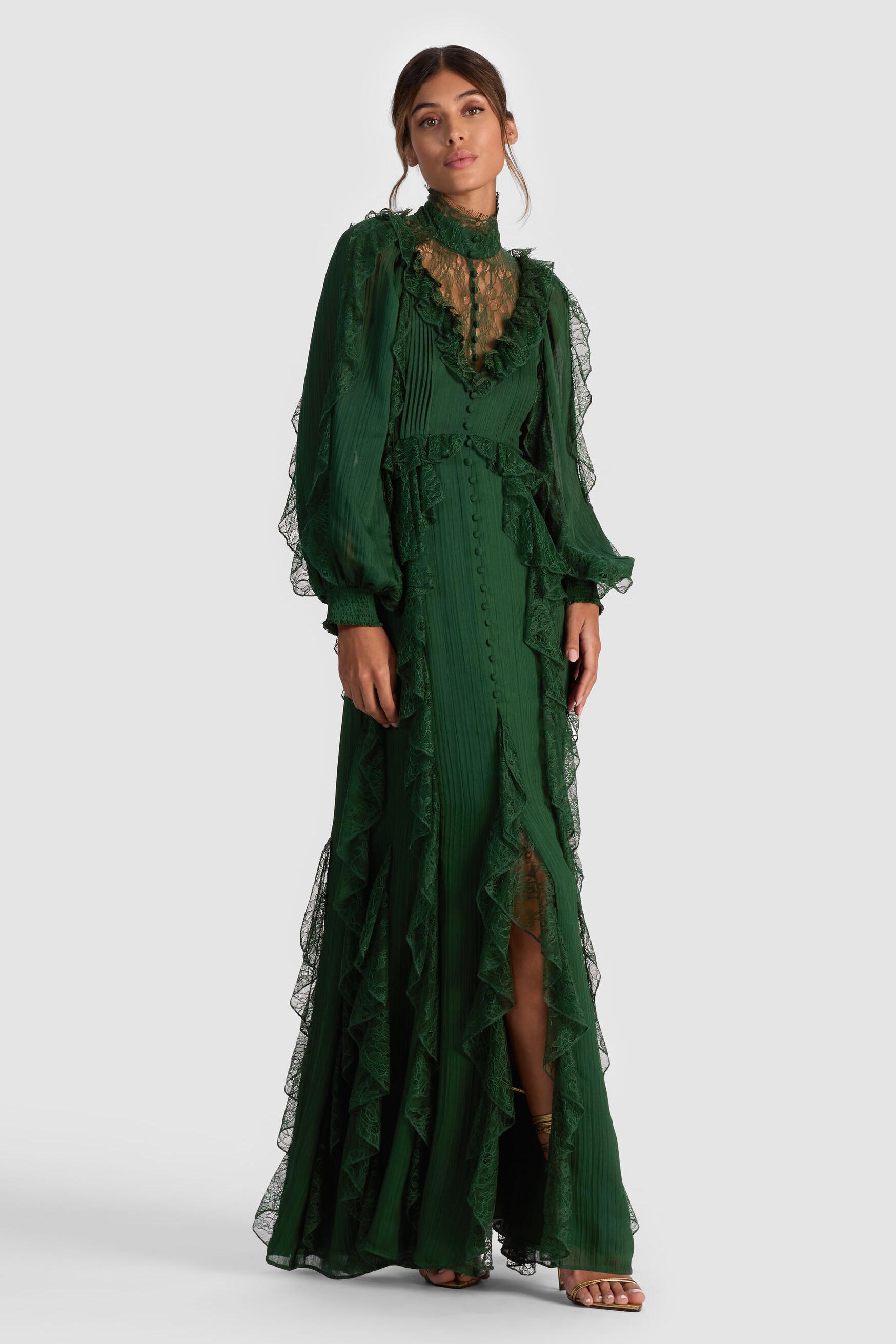 Lace Splicing Chiffon Maxi Dress