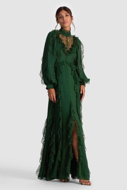 Lace Splicing Chiffon Maxi Dress