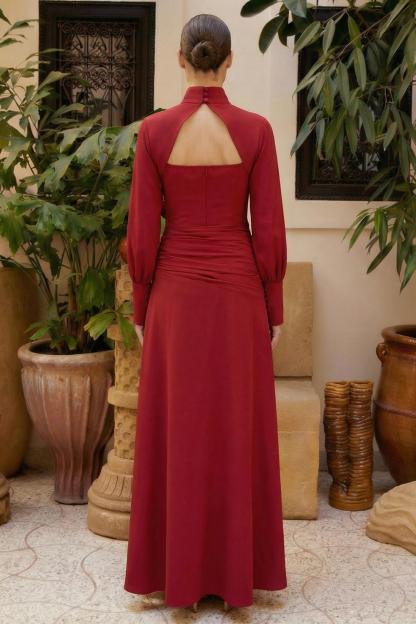 3D Flower Ruched Maxi Dress With Cape