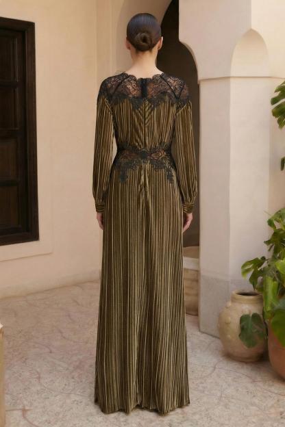 Velvet Splicing Lace Maxi Dress