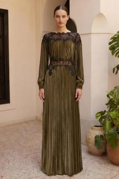 Velvet Splicing Lace Maxi Dress