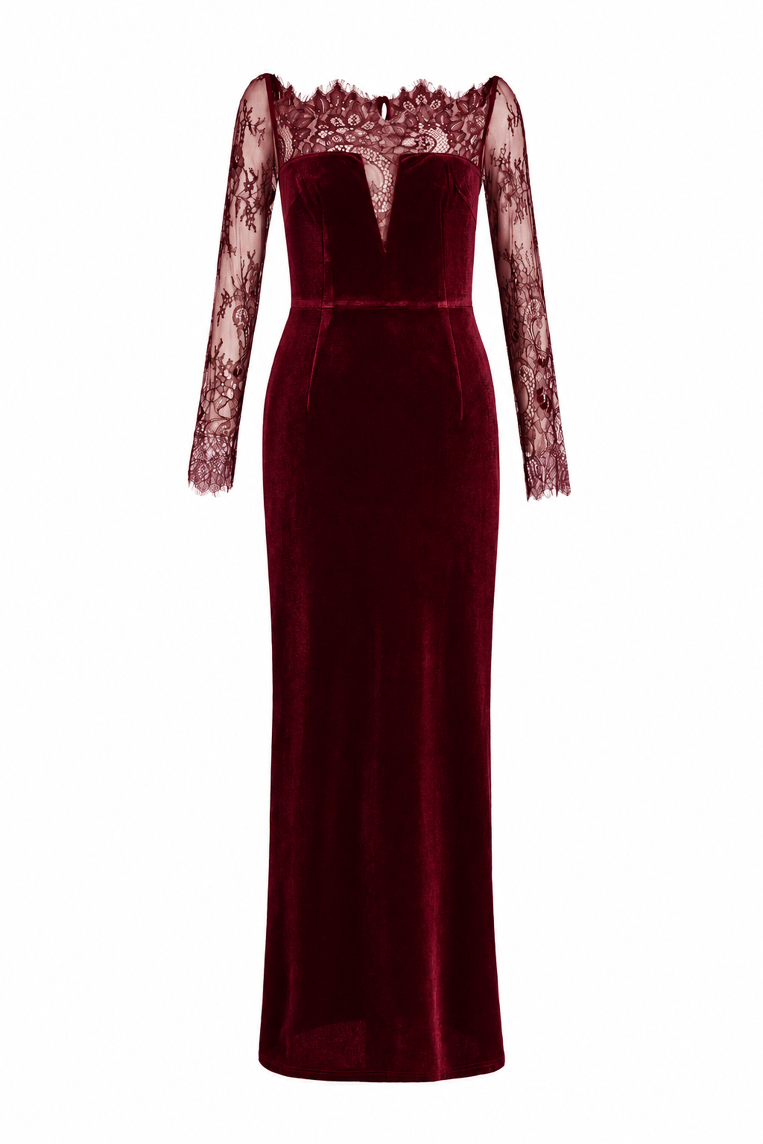 Velvet Splicing Lace Maxi Dress
