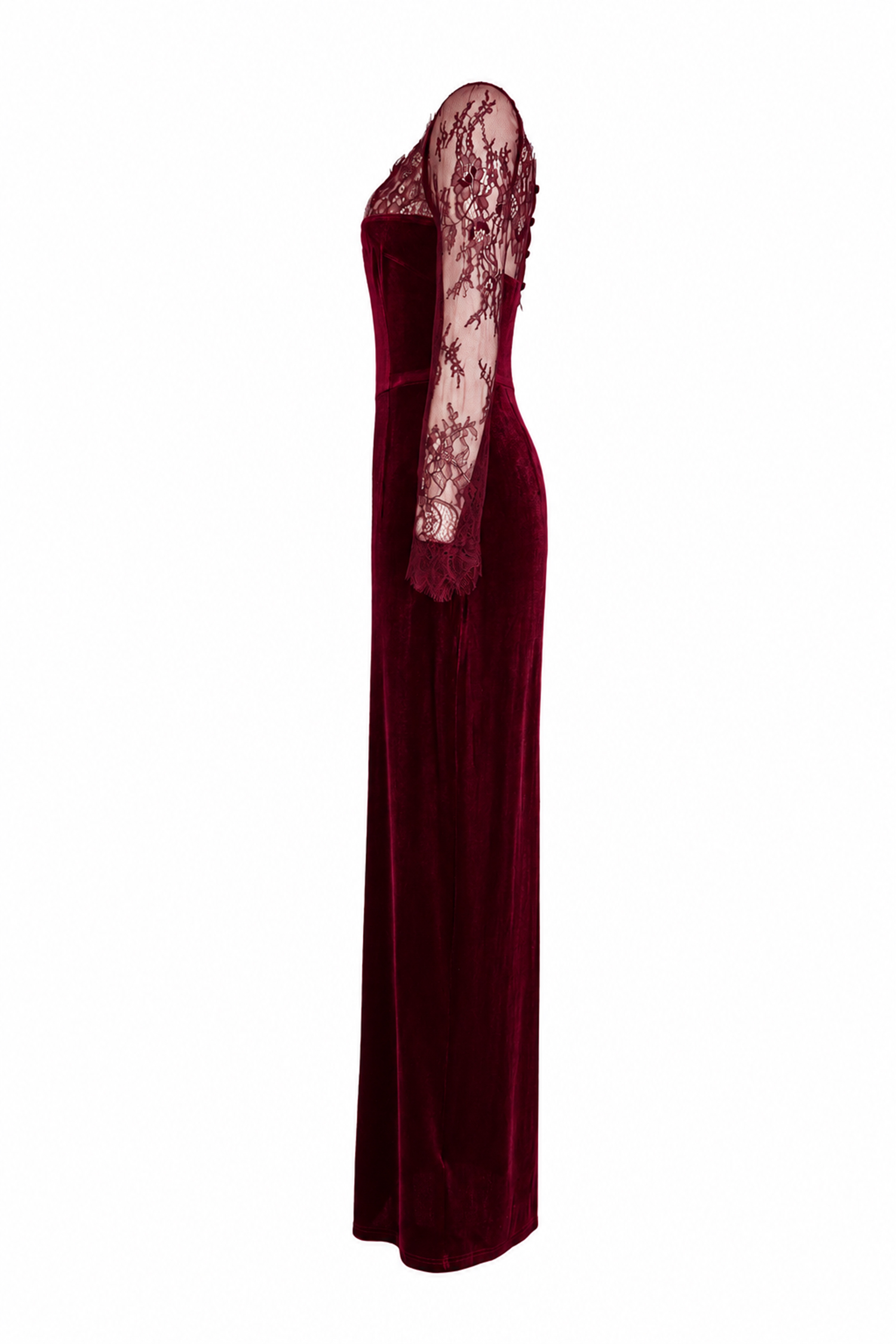 Velvet Splicing Lace Maxi Dress