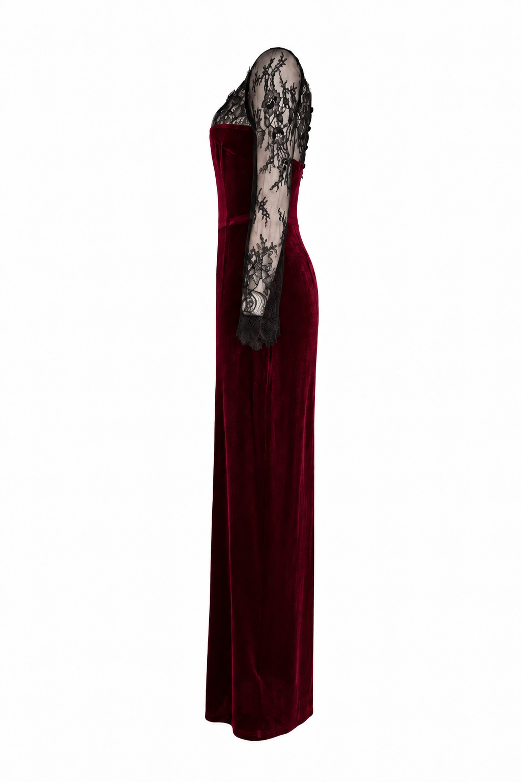 Velvet Splicing Lace Maxi Dress