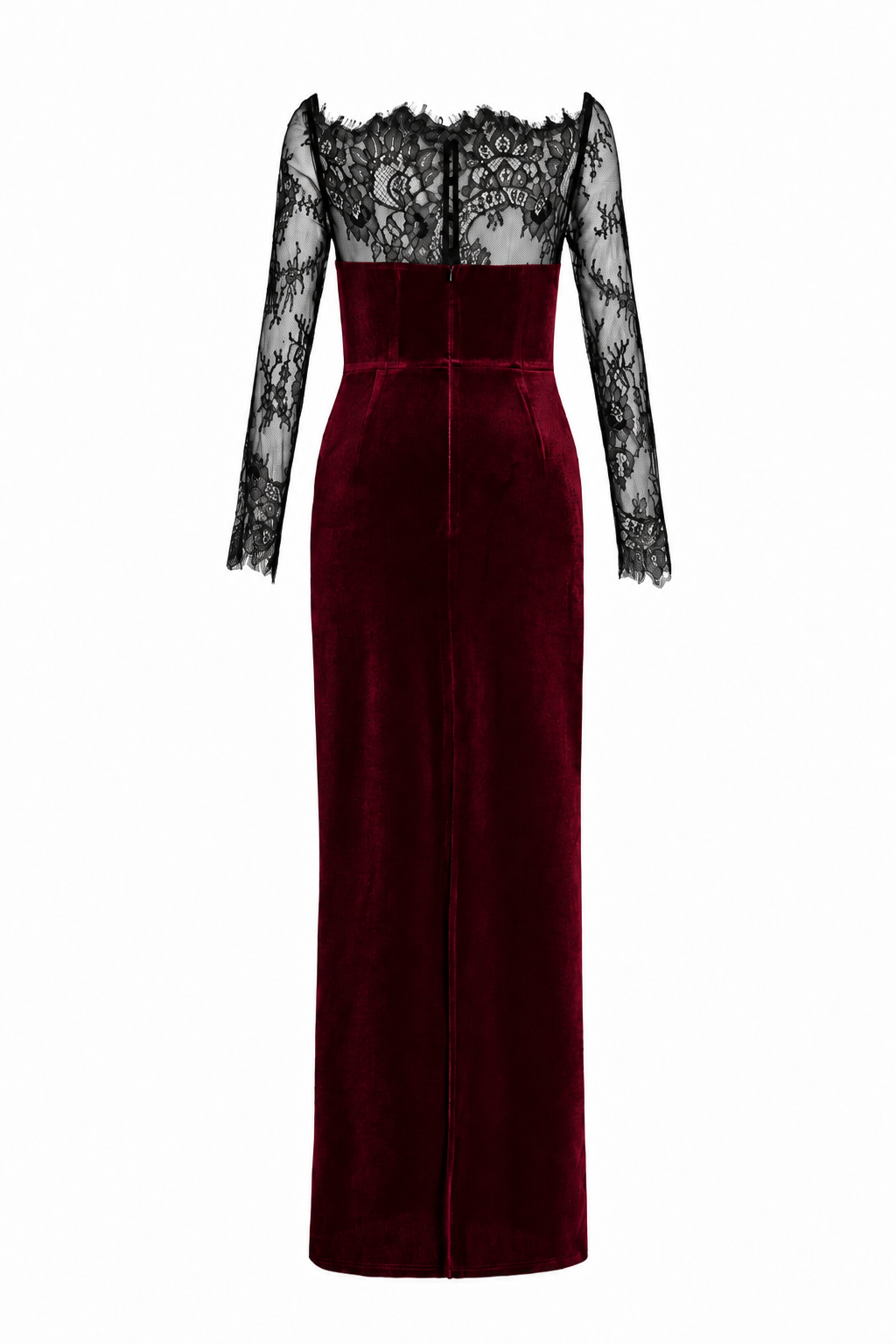 Velvet Splicing Lace Maxi Dress