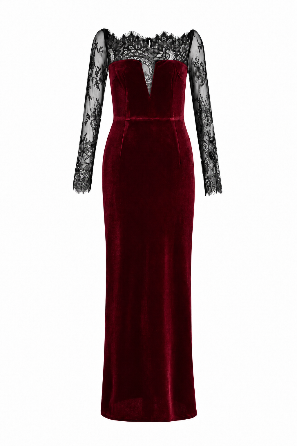 Velvet Splicing Lace Maxi Dress