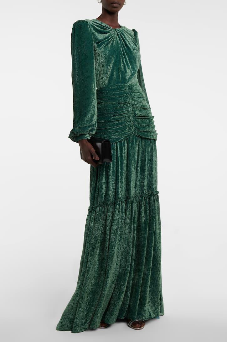 Jersey Ruched Long Sleeve Maxi Dress