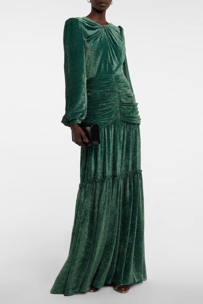 Jersey Ruched Long Sleeve Maxi Dress